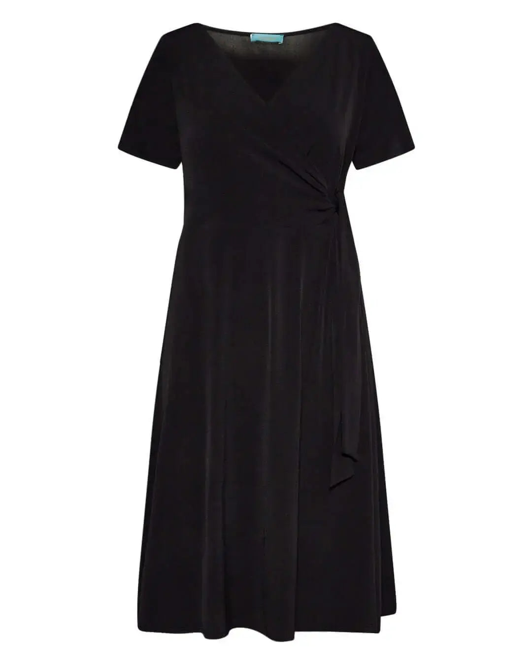 Abito mezza manica midi in tinta unita a portafoglio NERO DORABELLA