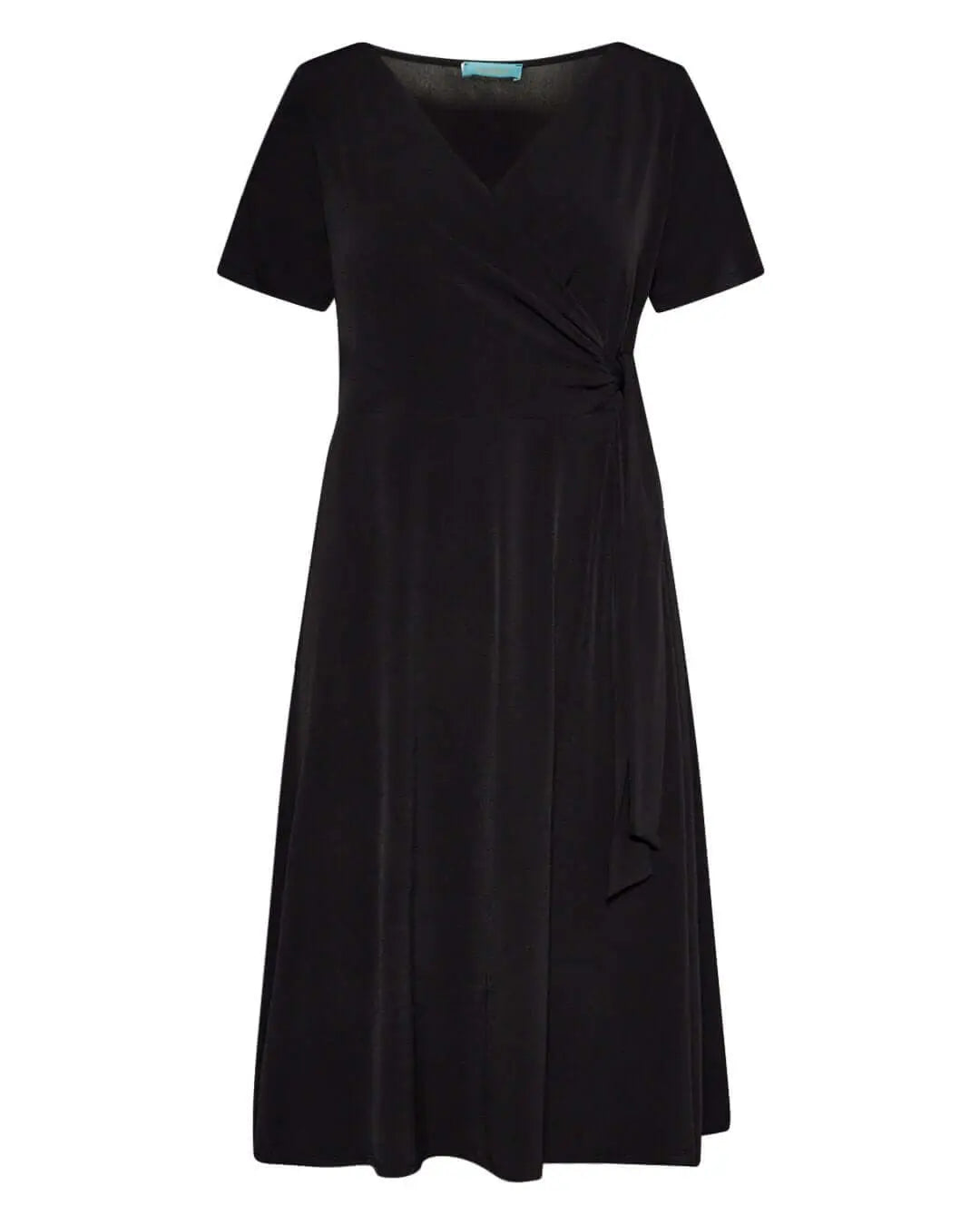 Abito mezza manica midi in tinta unita a portafoglio NERO DORABELLA