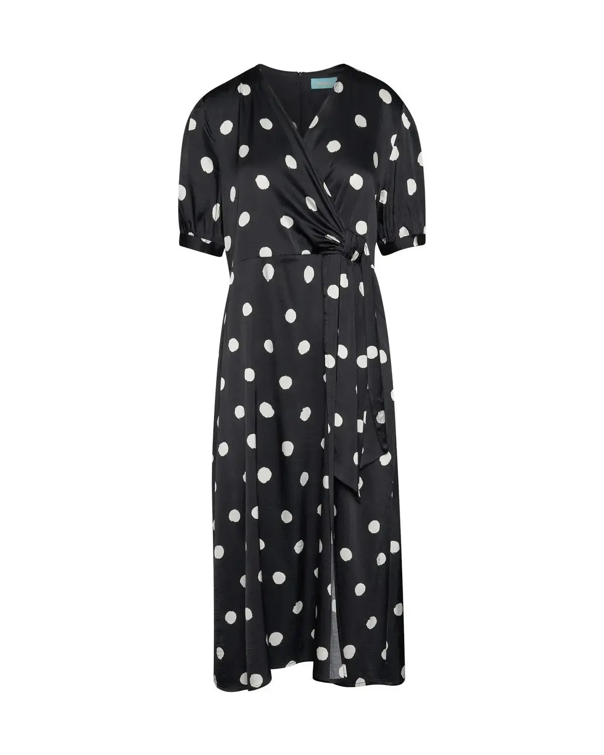 Abito midi a fantasia con scollo incrociato NERO DORABELLA