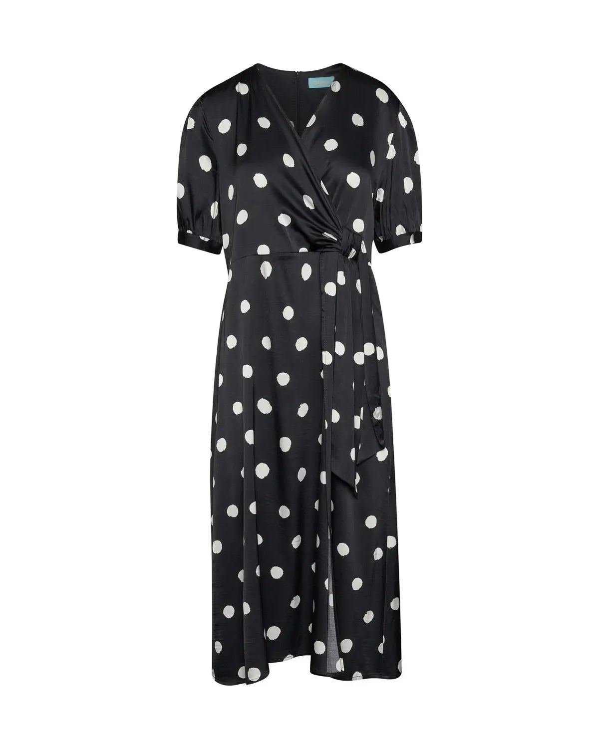 Abito midi a fantasia con scollo incrociato NERO DORABELLA