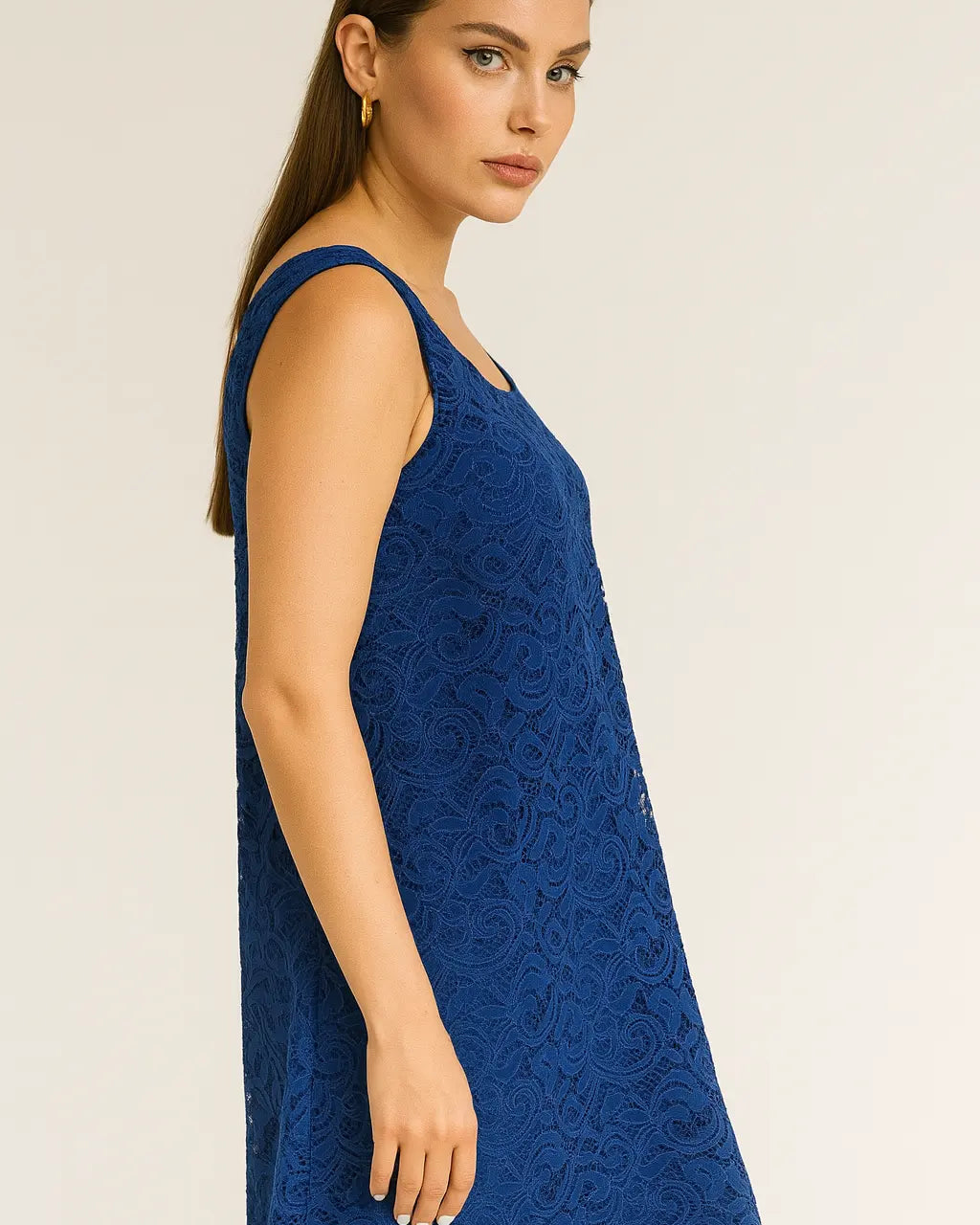 Abito midi a girocollo in pizzo DORABELLA