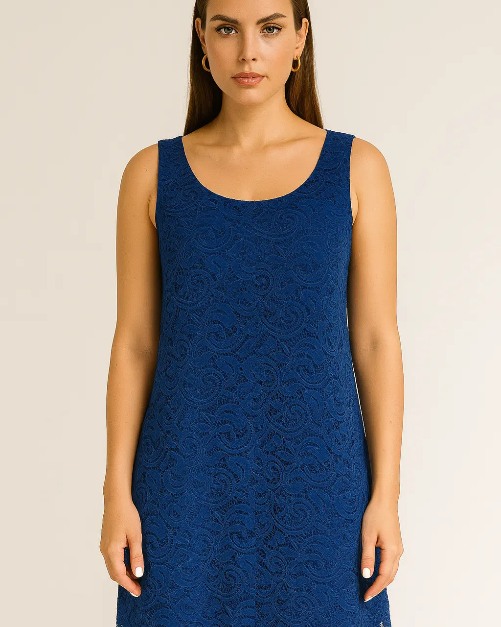 Abito midi a girocollo in pizzo DORABELLA