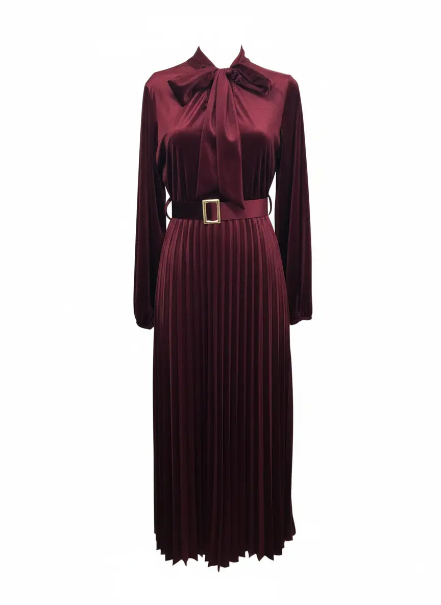 Abito midi con cintura e gonna plissè IRONICA