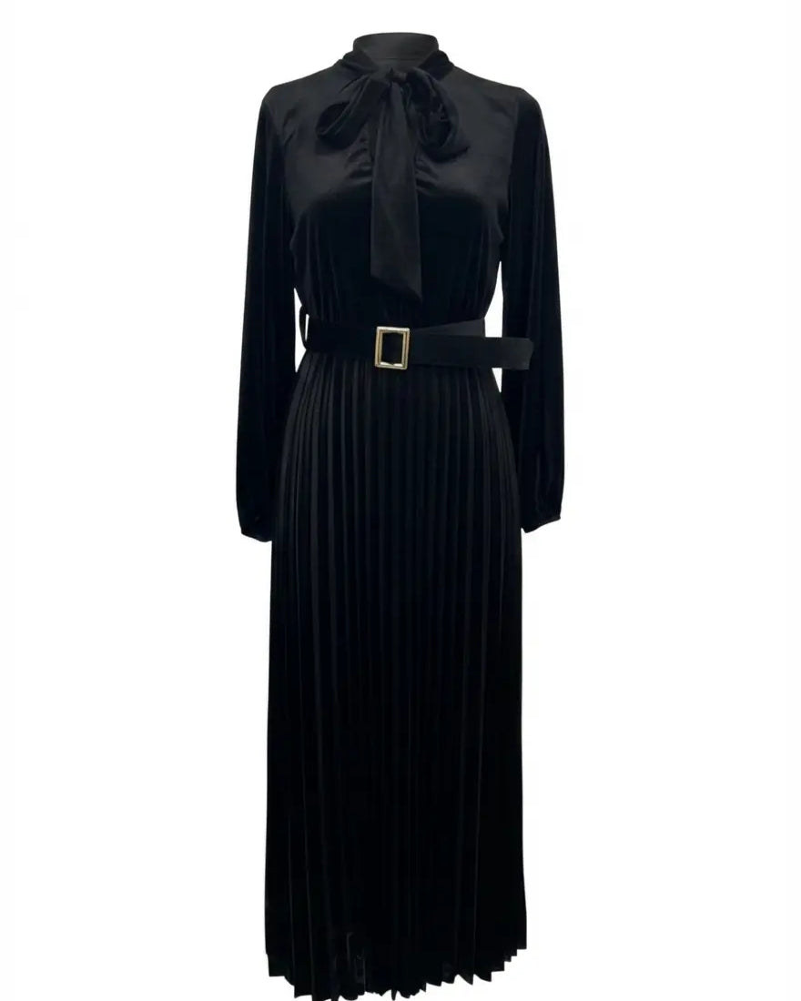 Abito midi con cintura e gonna plissè IRONICA