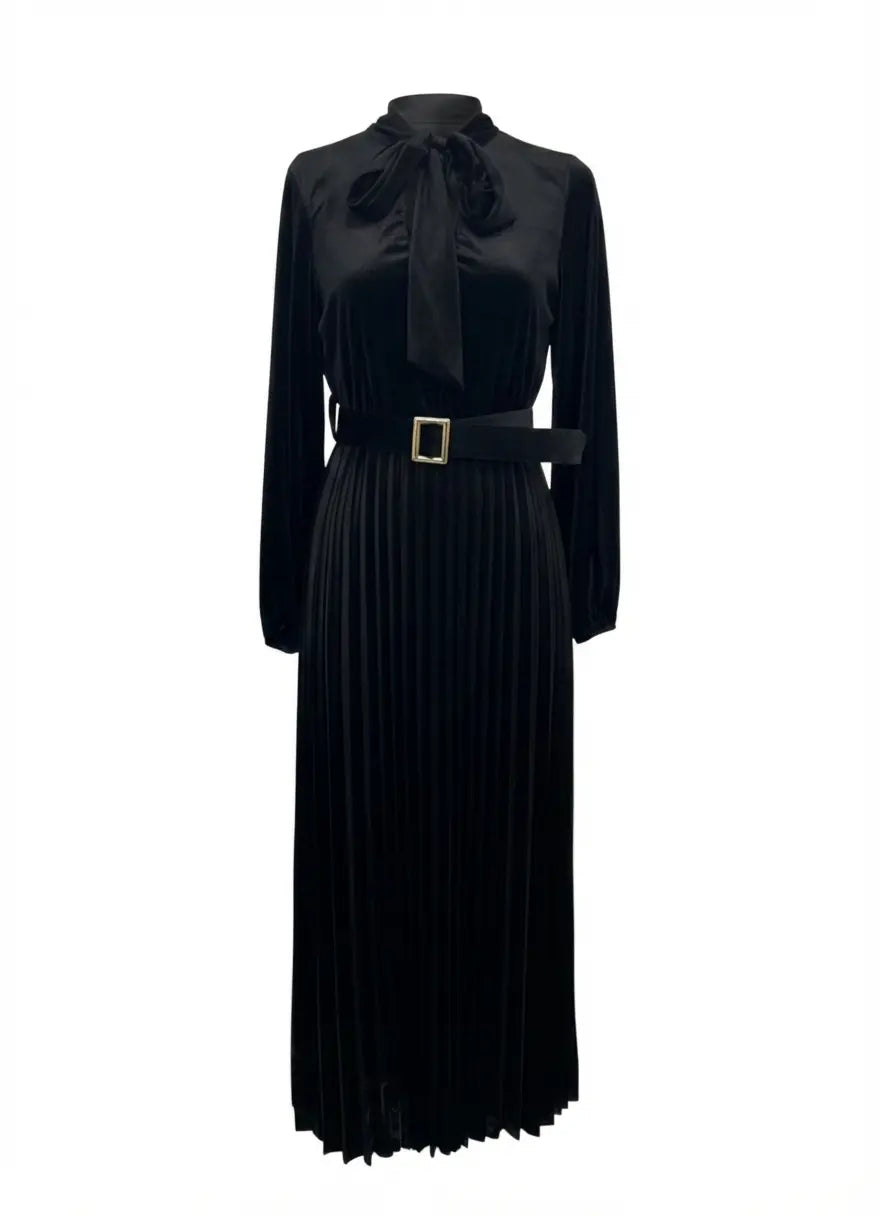 Abito midi con cintura e gonna plissè IRONICA