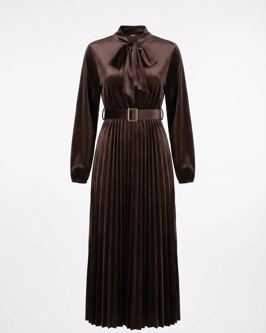 Abito midi con cintura e gonna plissè IRONICA