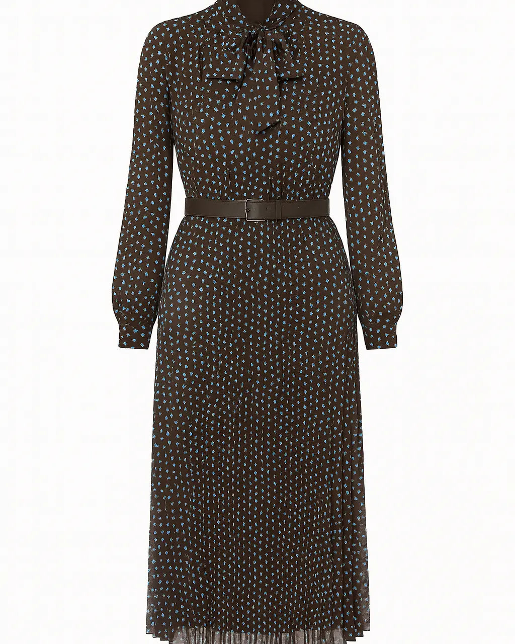 Abito midi con gonna plissé con fiocco e micro-cuori IRONICA Taglia unica (44/46 o M/L) / Celeste