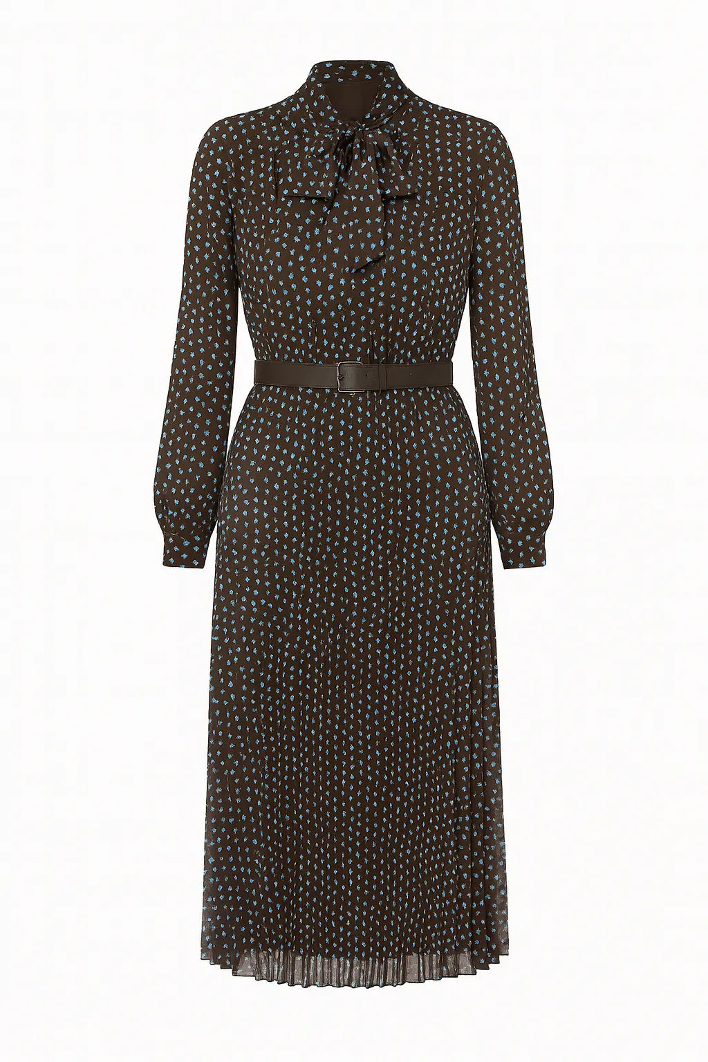 Abito midi con gonna plissé con fiocco e micro-cuori IRONICA Taglia unica (44/46 o M/L) / Celeste