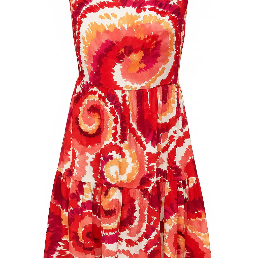 Abito midi con scollo a cappuccio e a giromanica in viscosa stampata DORABELLA Fantasia-tie-dye-XXL