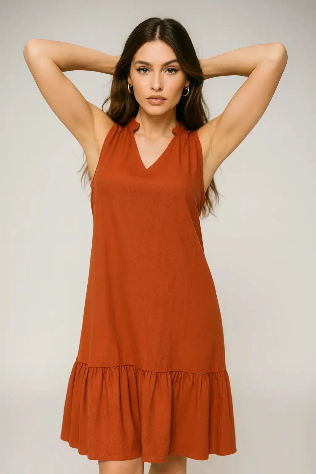 Abito midi giromanica con scollo a V DORABELLA