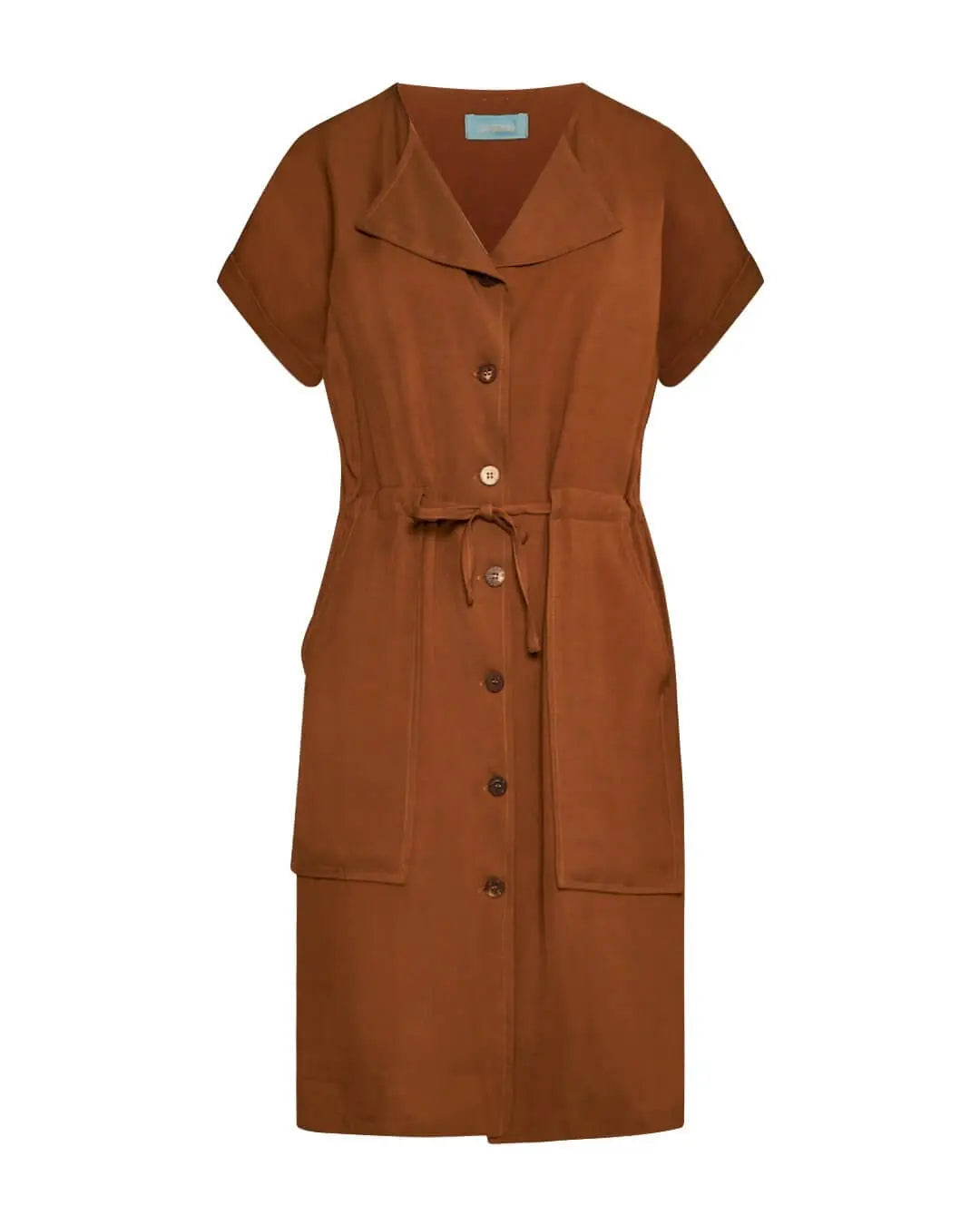 Abito midi in twill di misto viscosa con coulisse in vita MORO DORABELLA