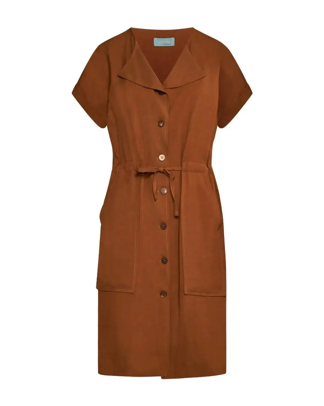 Abito midi in twill di misto viscosa con coulisse in vita MORO DORABELLA