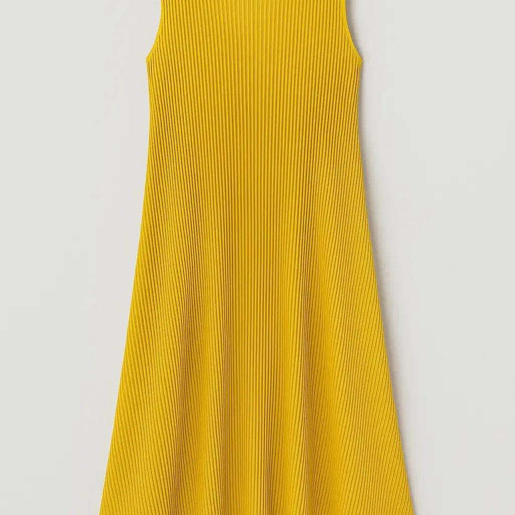 Abito plissettato giromanica Unica by Dorabella Senape-Taglia-Unica-Curvy-fino-alla-54