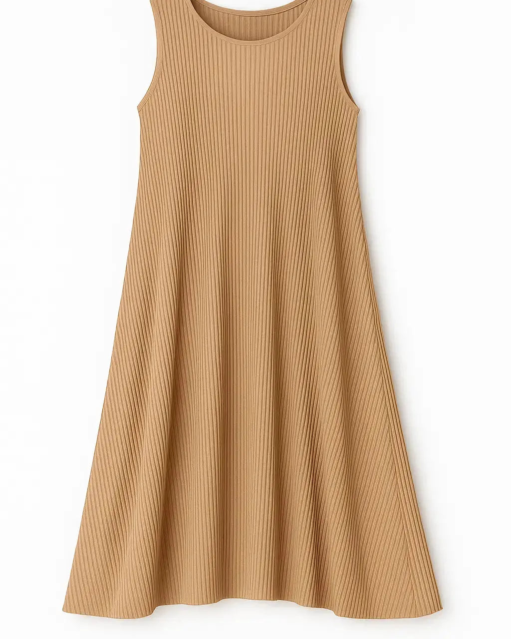 Abito plissettato giromanica Unica by Dorabella camel-Taglia-Unica-Curvy-fino-alla-54