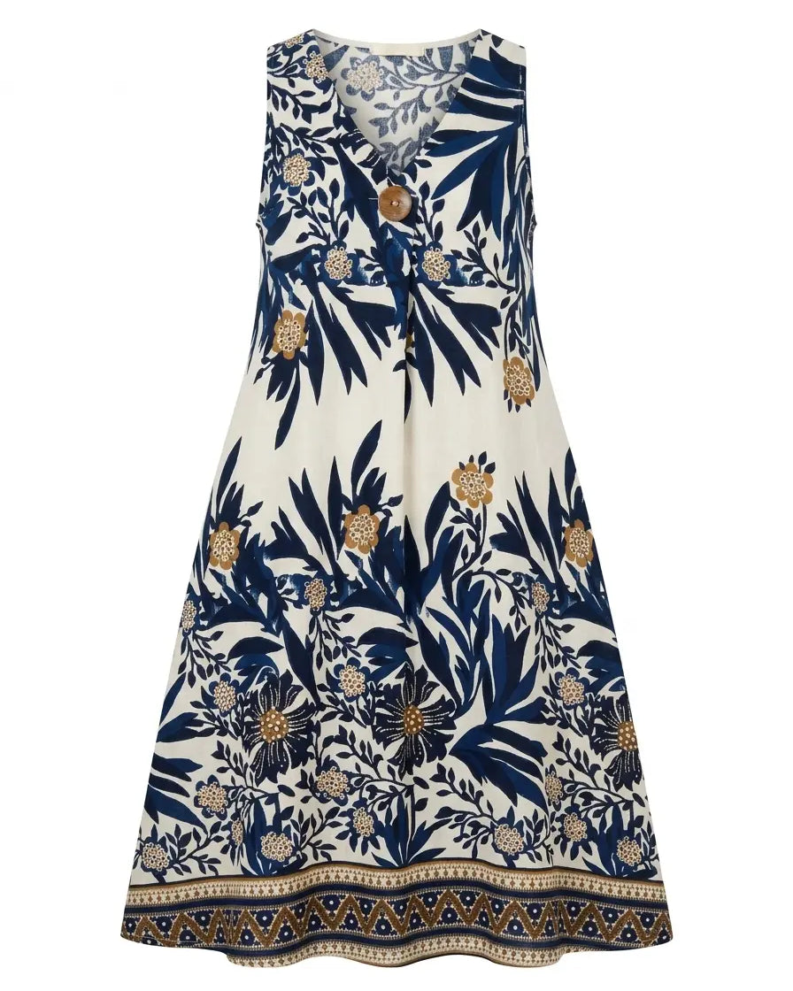 Abito scollo a V con bottone DORABELLA