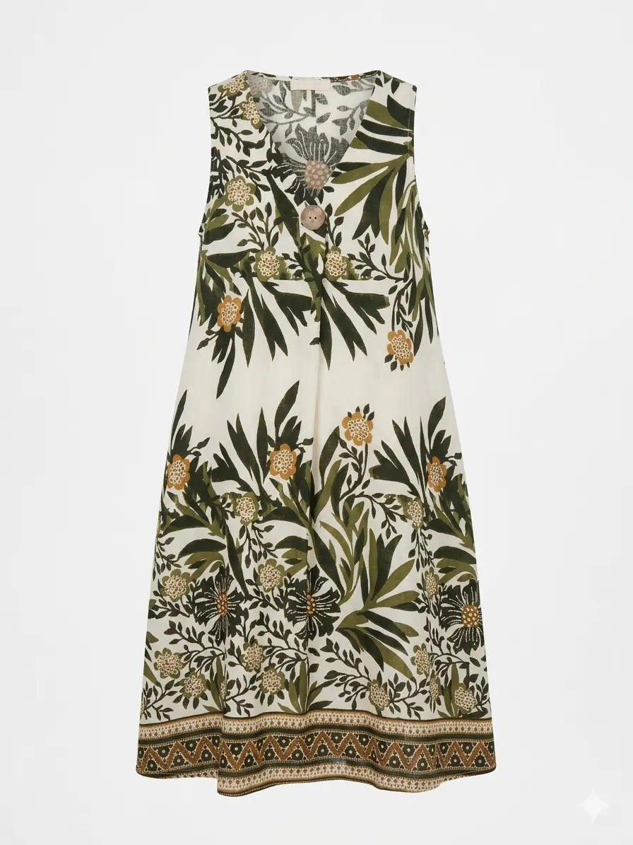 Abito scollo a V con bottone DORABELLA