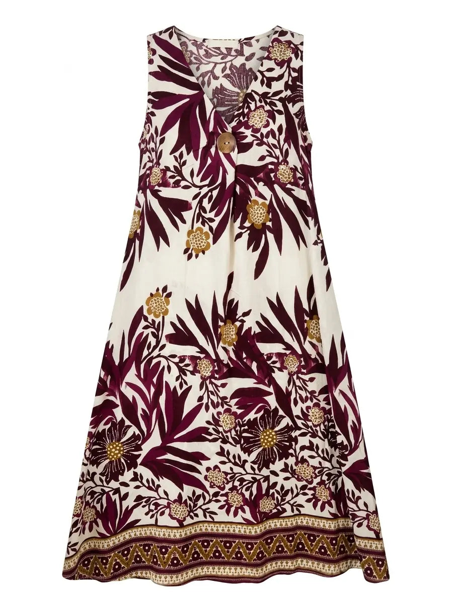 Abito scollo a V con bottone DORABELLA