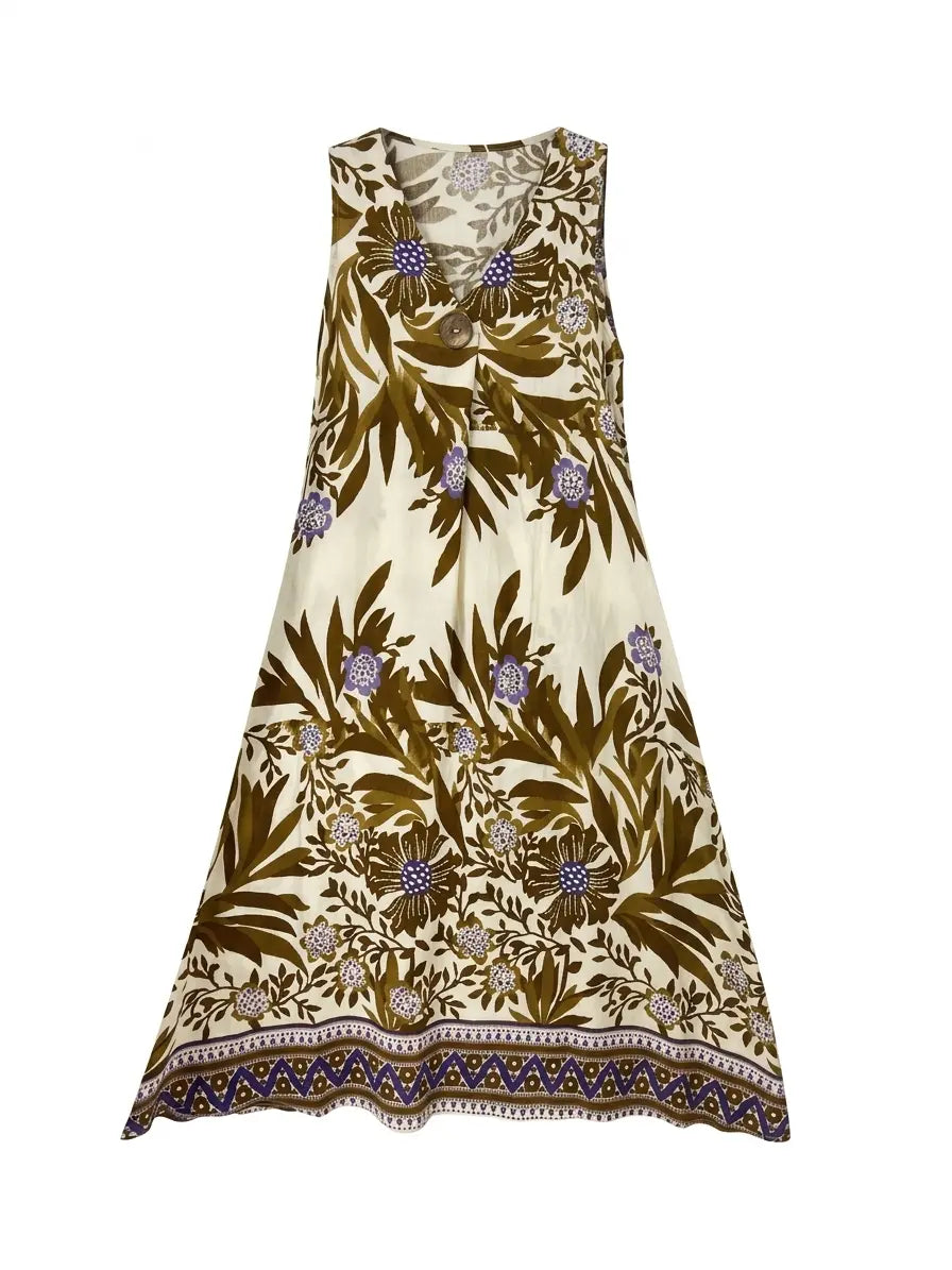 Abito scollo a V con bottone DORABELLA