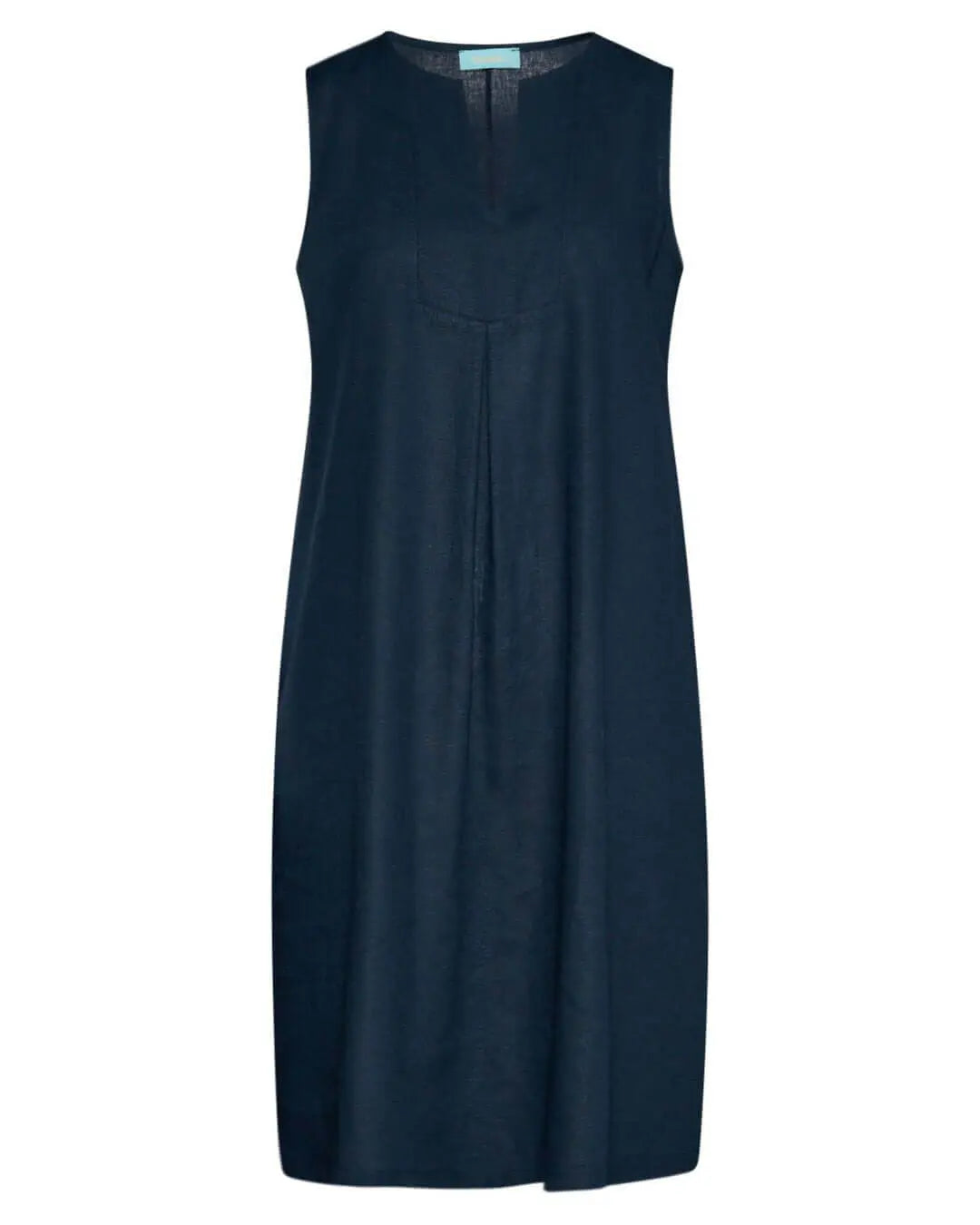 Abito smanicato in misto lino con baciapiega BLU DORABELLA