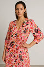 Abito stampato con scollo a V e maniche a tre quarti DORABELLA