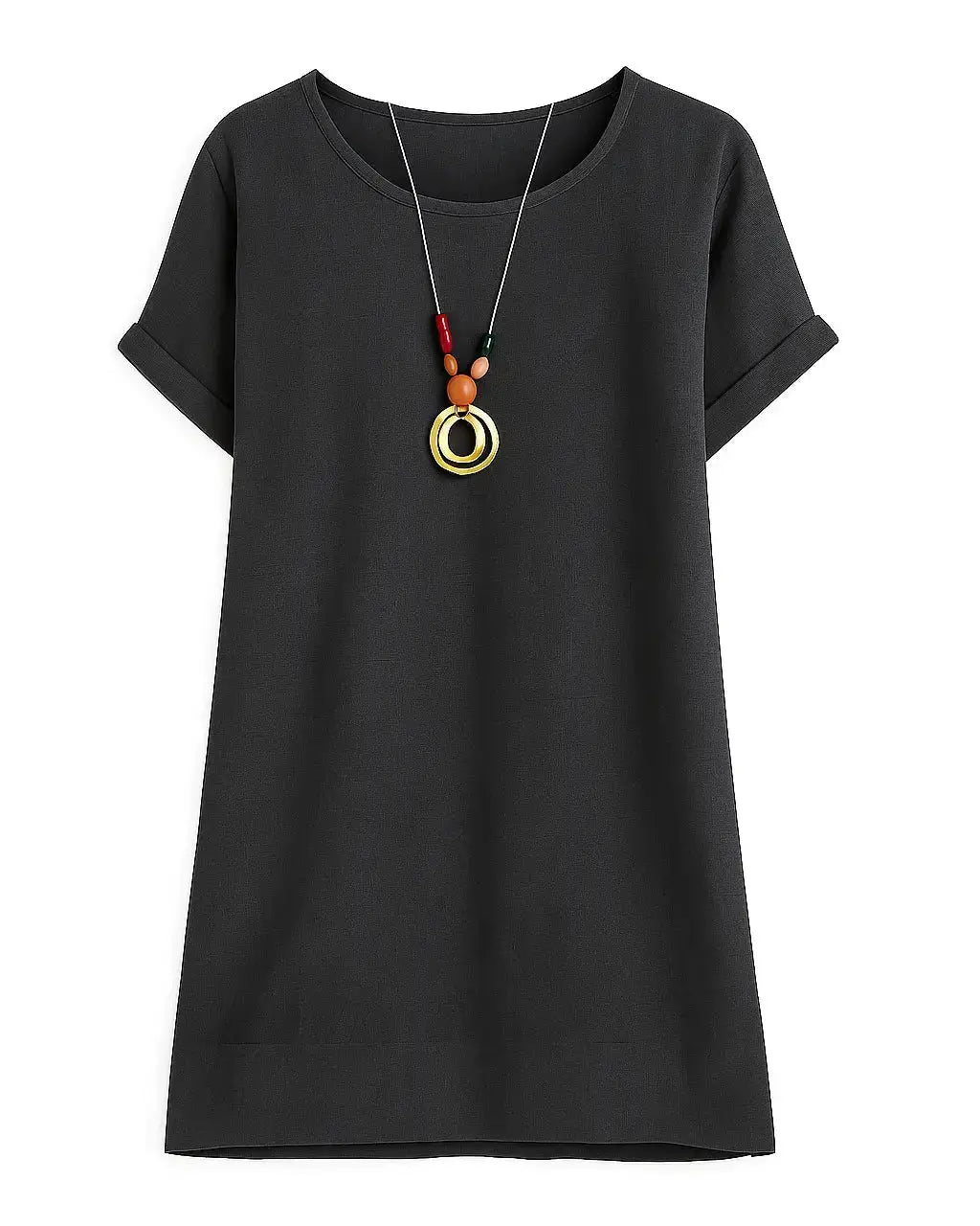 Abito tinta unita mezza manica Unica by Dorabella Taglia-Unica-Curvy-fino-alla-54-Nero