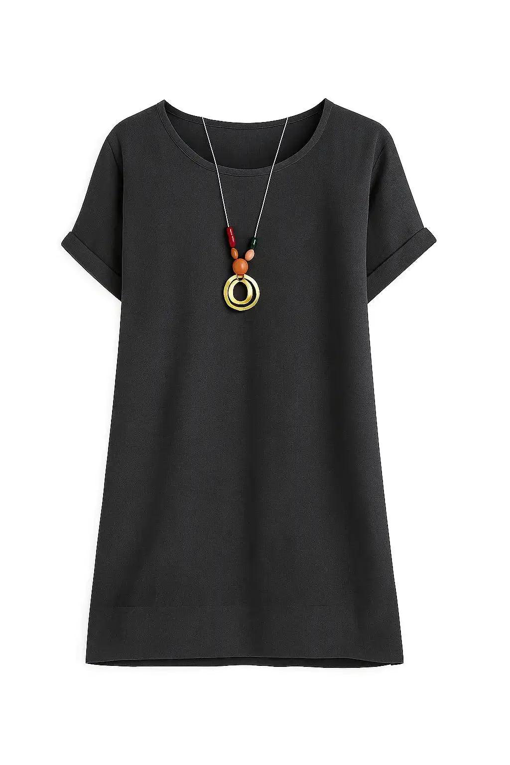 Abito tinta unita mezza manica Unica by Dorabella Taglia-Unica-Curvy-fino-alla-54-Nero