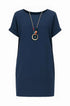 Abito tinta unita mezza manica Unica by Dorabella Taglia-Unica-Curvy-fino-alla-54-Blu-navy