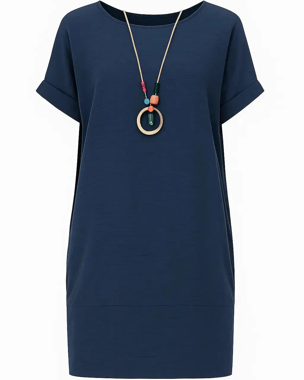 Abito tinta unita mezza manica Unica by Dorabella Taglia-Unica-Curvy-fino-alla-54-Blu-navy