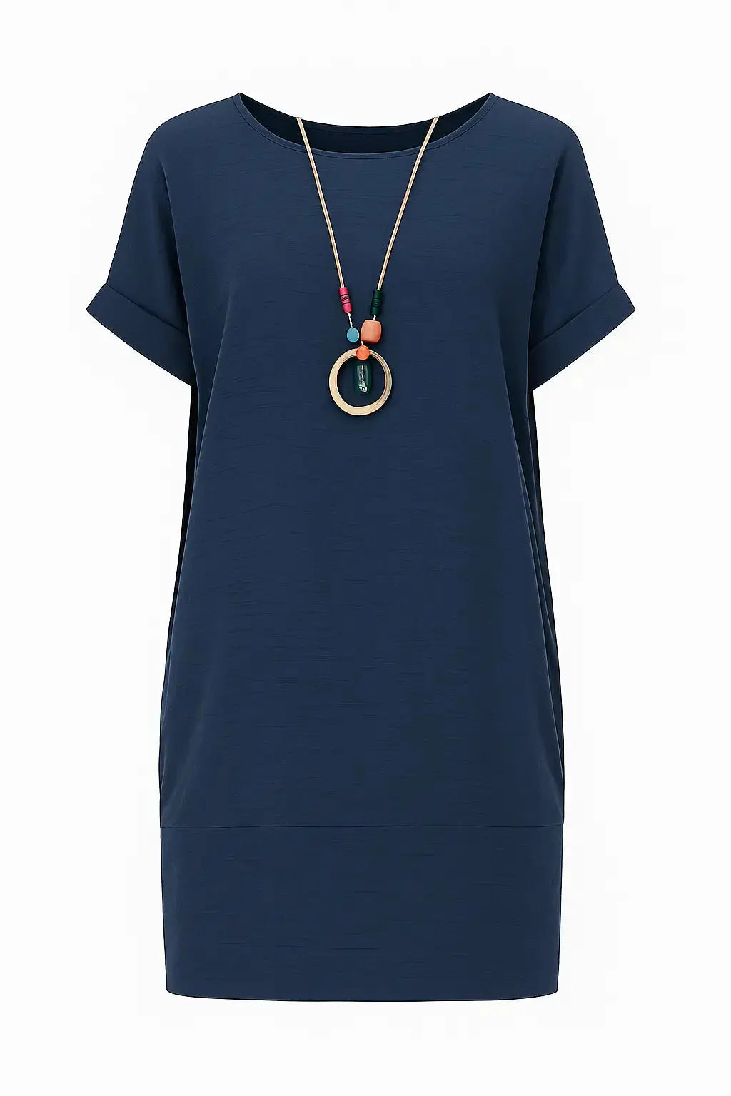Abito tinta unita mezza manica Unica by Dorabella Taglia-Unica-Curvy-fino-alla-54-Blu-navy