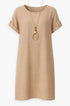 Abito tinta unita mezza manica Unica by Dorabella camel-Taglia-Unica-Curvy-fino-alla-54