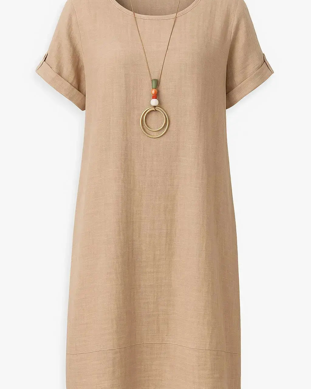 Abito tinta unita mezza manica Unica by Dorabella camel-Taglia-Unica-Curvy-fino-alla-54