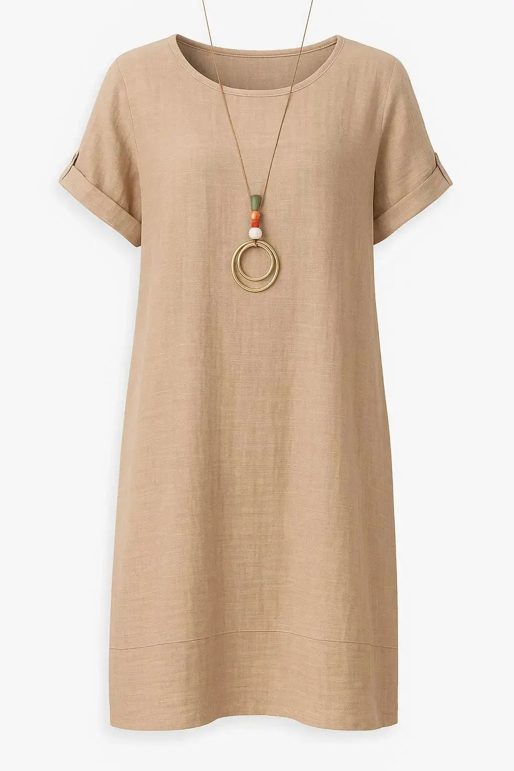 Abito tinta unita mezza manica Unica by Dorabella camel-Taglia-Unica-Curvy-fino-alla-54