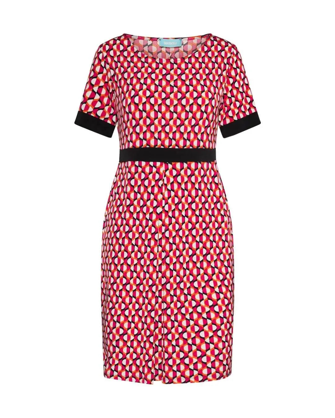 Abito tubino in fantasia optical ROSSO-ARANCIO DORABELLA