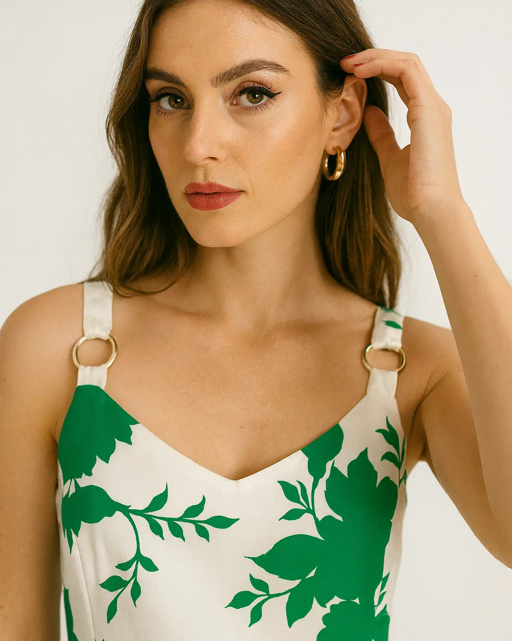 Abito tubino stampato con bretelle e scollo a cuore DORABELLA