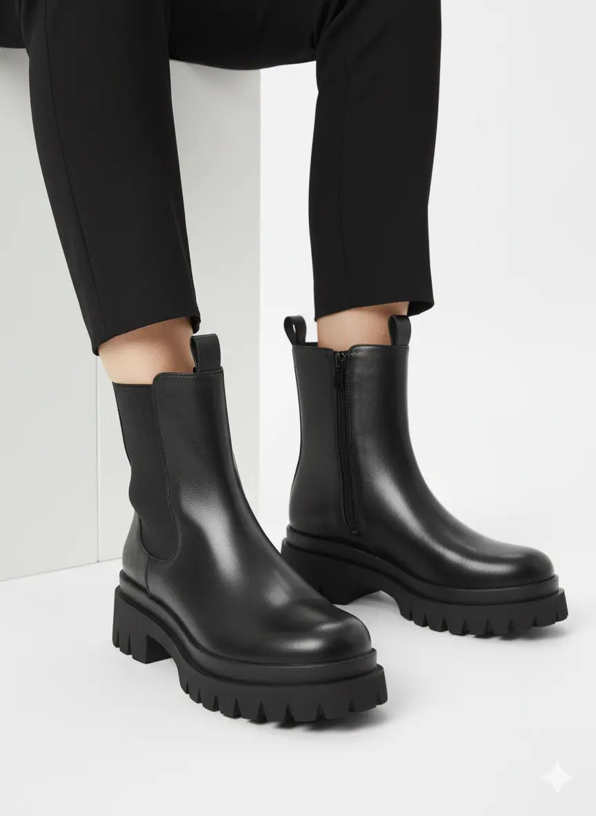 Anfibi con zip laterale e suola alta Dorabella