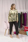 BLUSA IN RASO PLACCATO BI-MATERIALE VERDE DORABELLA PIU'