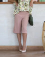 Bermuda in cady elasticizzato tinta unita con chiusura zip laterale. BEIGE DORABELLA
