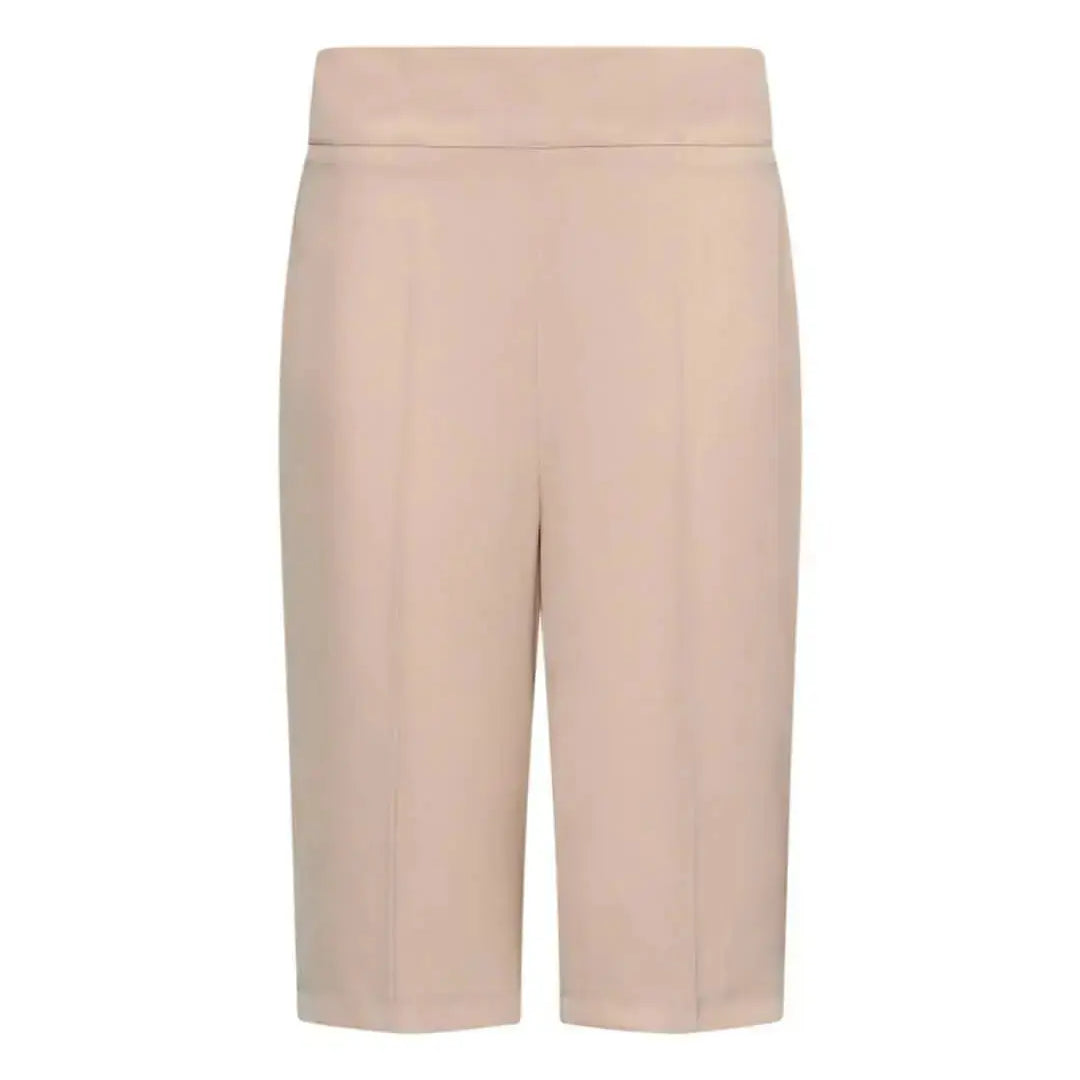 Bermuda in cady elasticizzato tinta unita con chiusura zip laterale. BEIGE DORABELLA