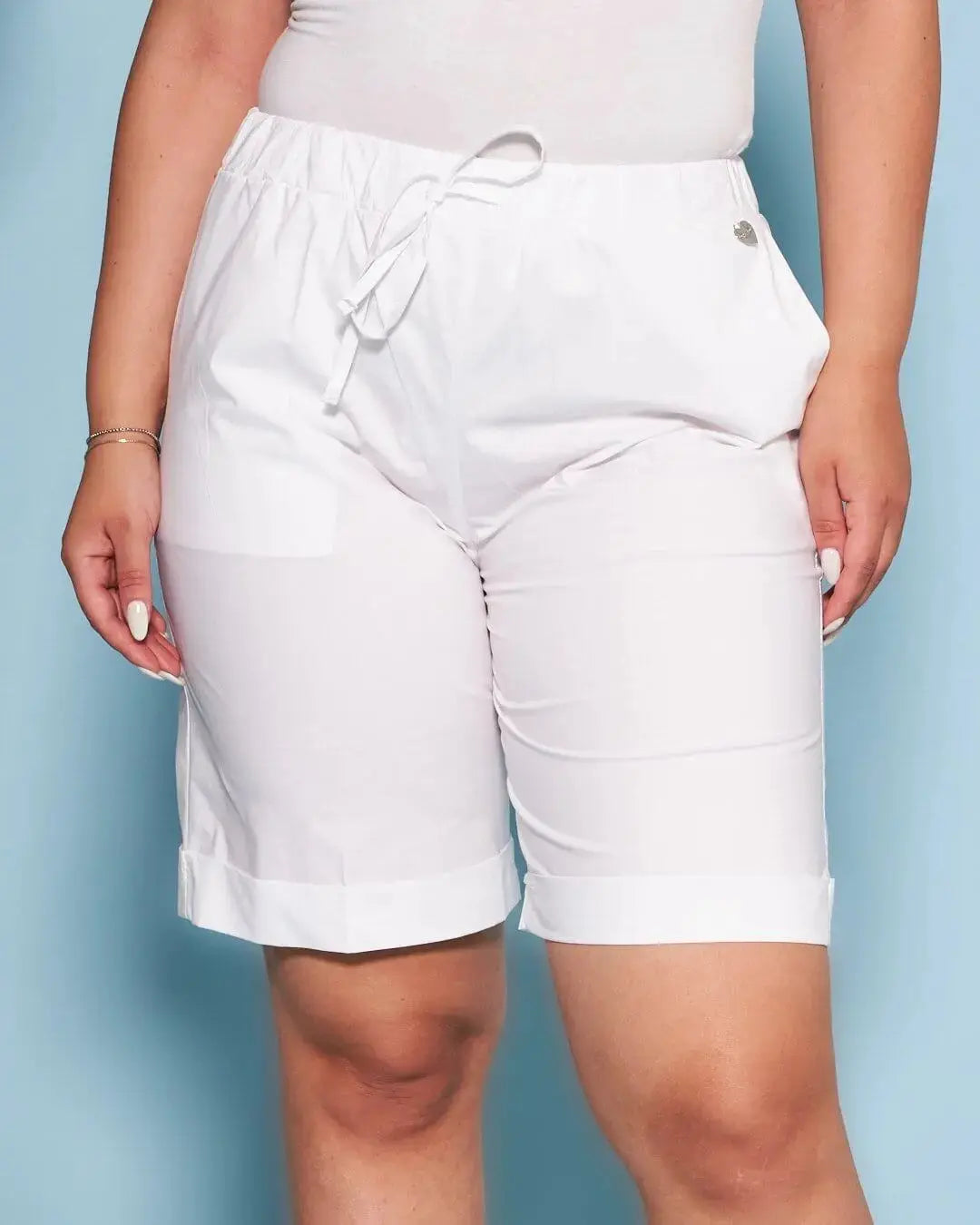 Bermuda in cotone con coulisse laccio BIANCO DORABELLA