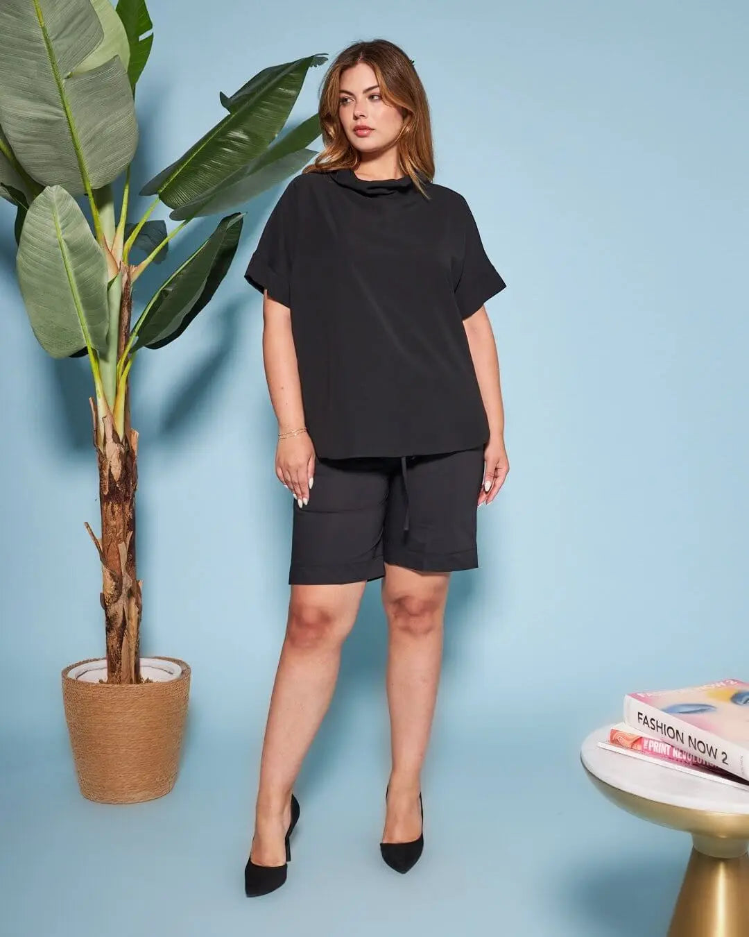 Bermuda in cotone con coulisse laccio NERO DORABELLA