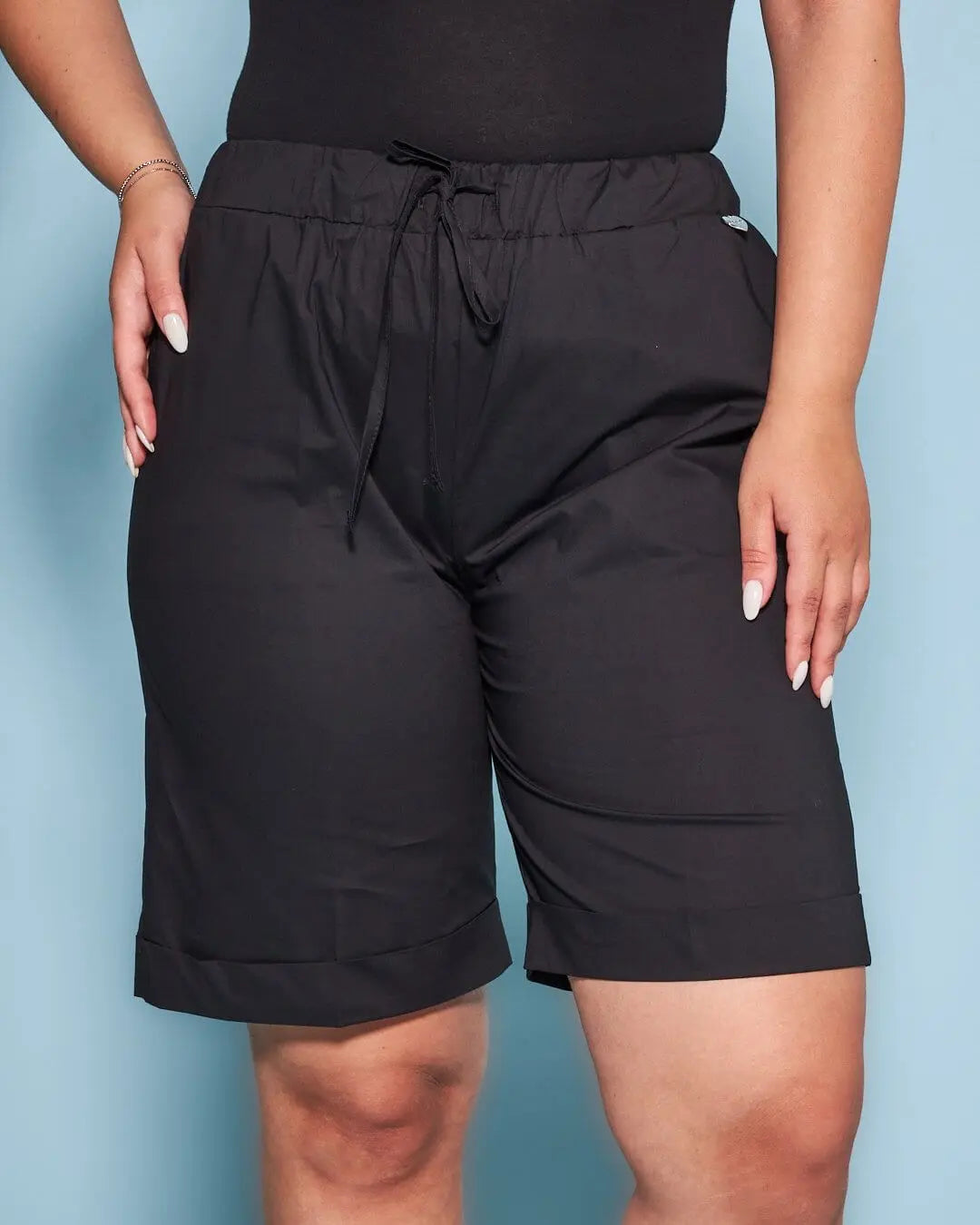 Bermuda in cotone con coulisse laccio NERO DORABELLA