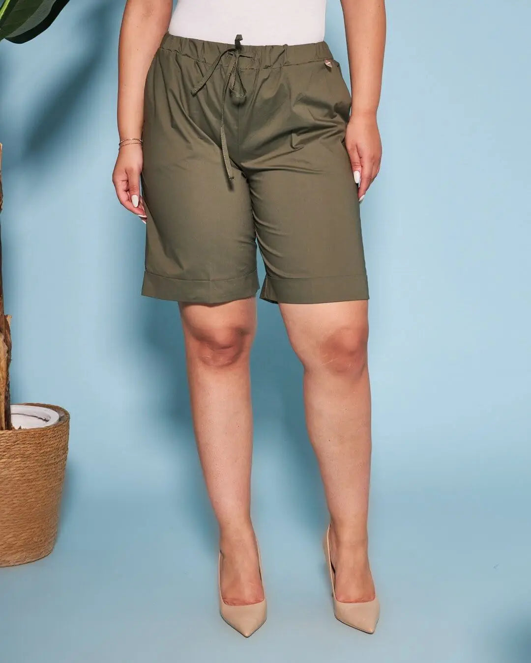 Bermuda in cotone con coulisse laccio VERDE MILITARE DORABELLA