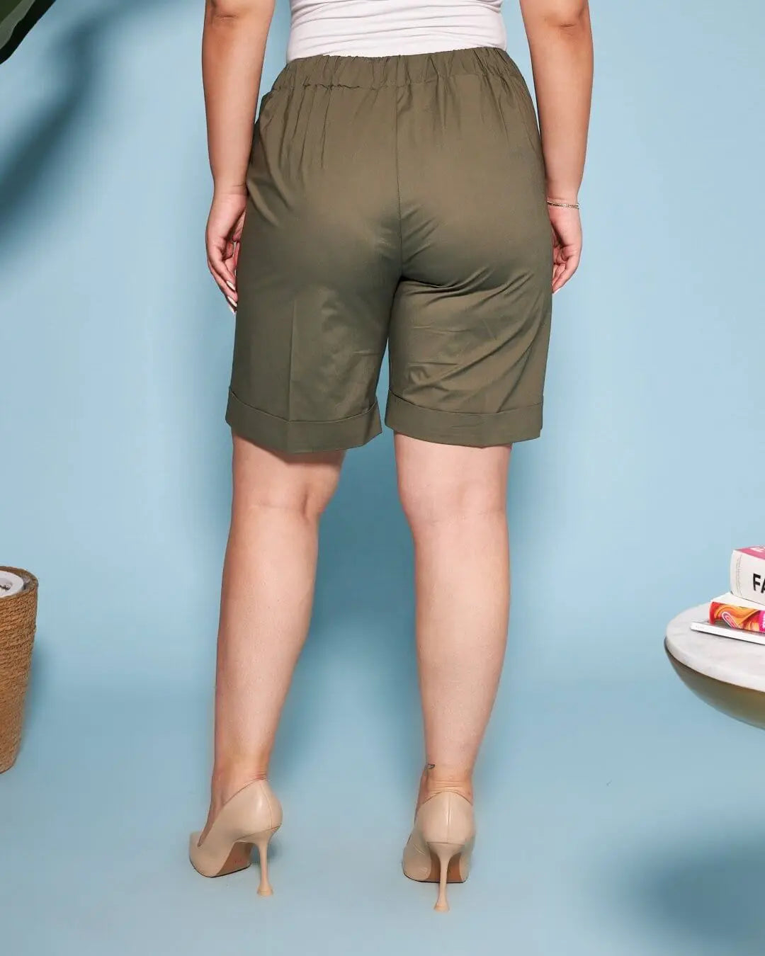 Bermuda in cotone con coulisse laccio VERDE MILITARE DORABELLA