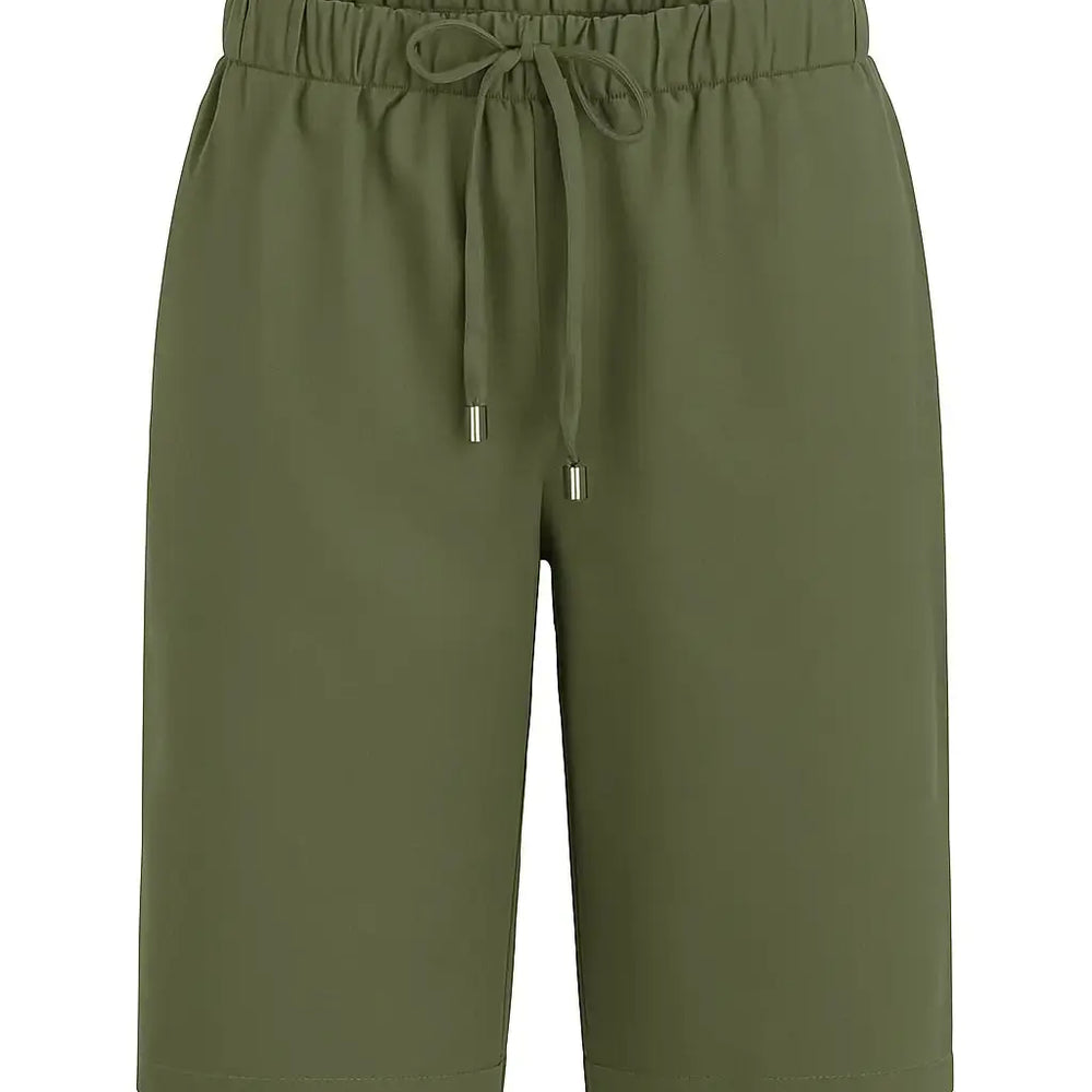 Bermuda in cotone elasticizzato tinta unita con coulisse BLU DORABELLA Militare-3XL