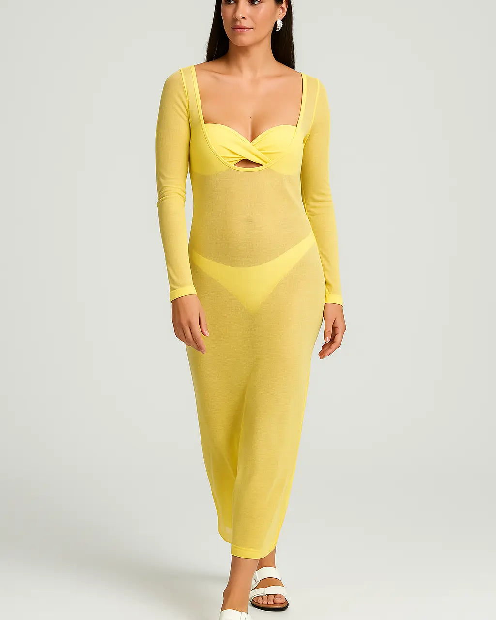 Bikini due pezzi con abito copricostume in rete Unica by Dorabella