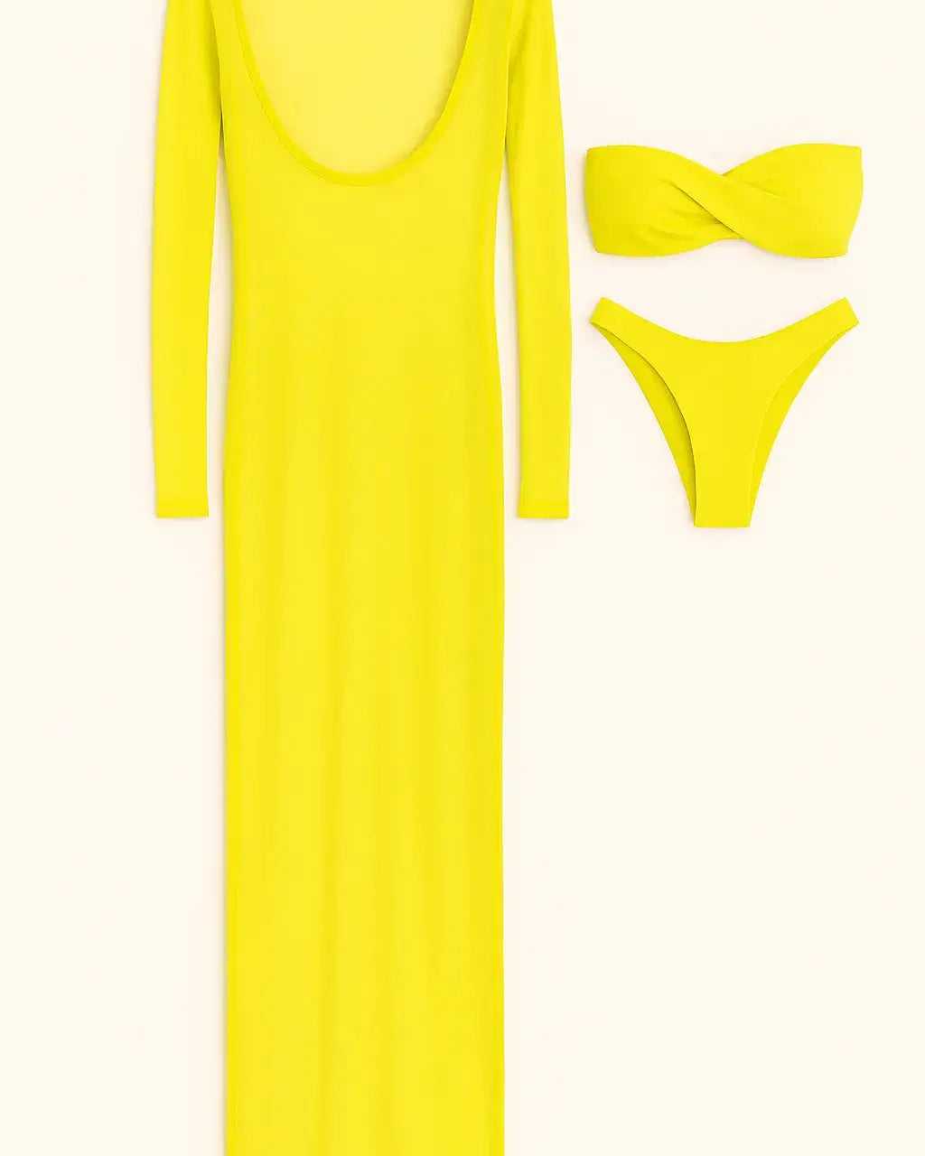 Bikini due pezzi con abito copricostume in rete Unica by Dorabella Giallo-Taglia-Unica-Fino-alla-46