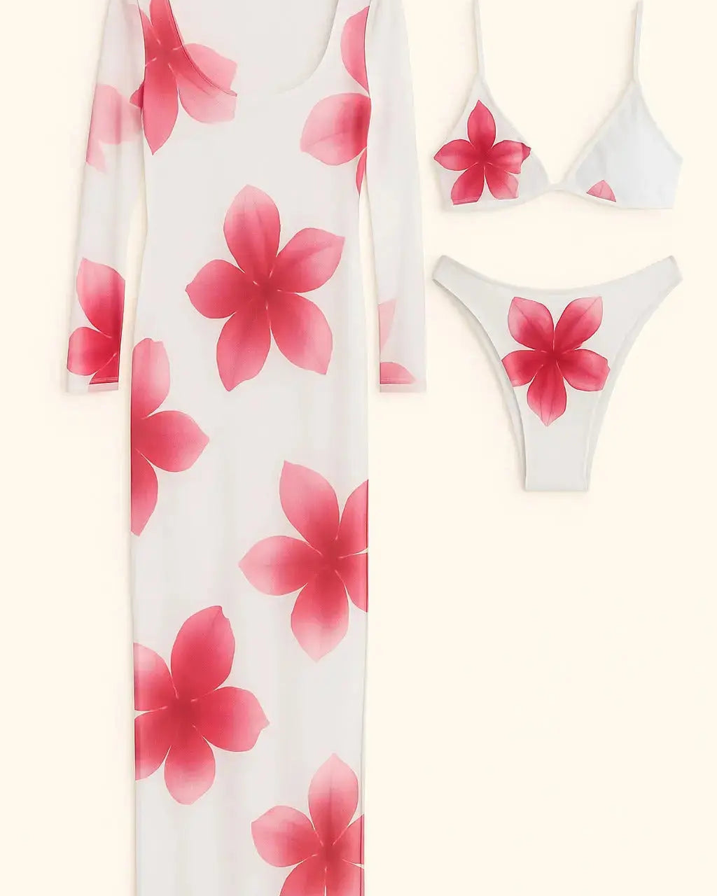 Bikini due pezzi stampato con abito copricostume in rete stampata Unica by Dorabella Bianco-Taglia-Unica-Curvy-fino-alla-54