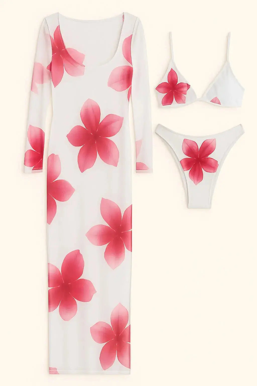 Bikini due pezzi stampato con abito copricostume in rete stampata Unica by Dorabella Bianco-Taglia-Unica-Curvy-fino-alla-54