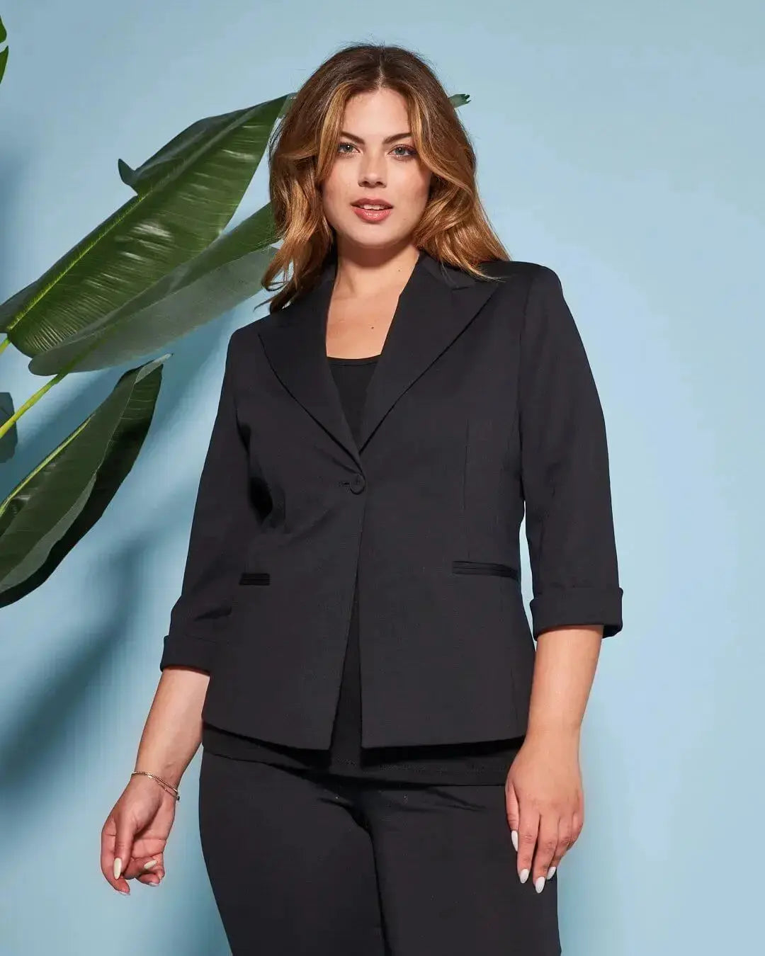 Blazer corto senza revers in jersey punto Milano elasticizzato di misto cotone DORABELLA