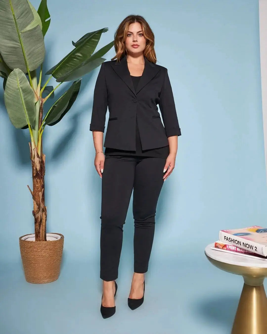 Blazer corto senza revers in jersey punto Milano elasticizzato di misto cotone DORABELLA